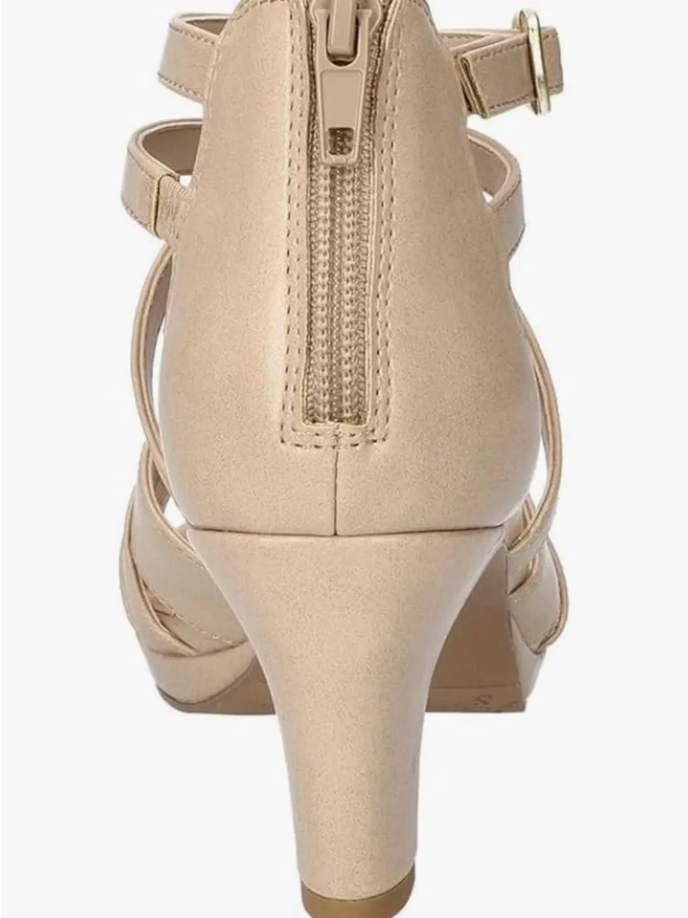 easy street Beige Strappy Mid-Heel Sandals - Picture 5 of 9
